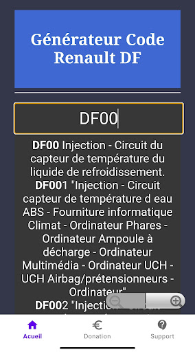 Data DTC Code DFxxx Screen 3