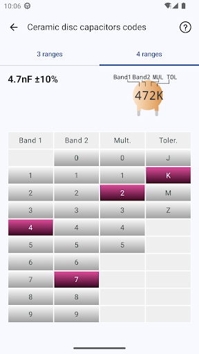 Electronic component codes screenshot 3
