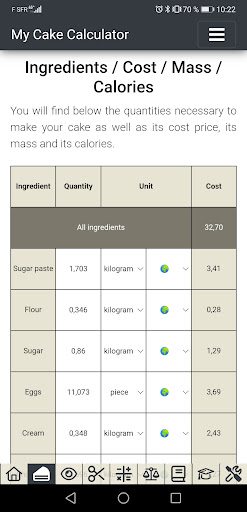 My Cake Calculator Screen 3