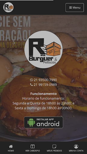 Android application Rose Burguer & Petiscos screenshort