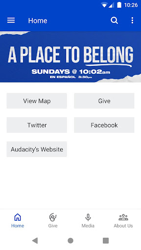 Android application Audacity.Church screenshort