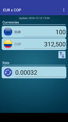Android application Euro x Colombian Peso screenshort