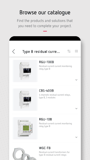 Android application Circutor MyCatalog screenshort