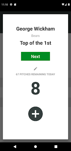 Baseball Manitoba Pitch Count Screen 3
