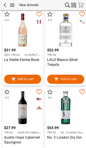 Android application Pure Liquid Wine & Spirits screenshort