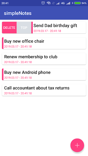 Simple Notes Screen 2