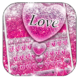 Pink Glitter Love Heart Keyboard Theme icon