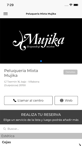 Android application Peluquería Mixta Mujika screenshort
