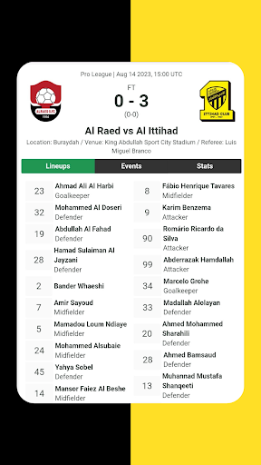 Al Ittihad Saudi Livescore Screen 3