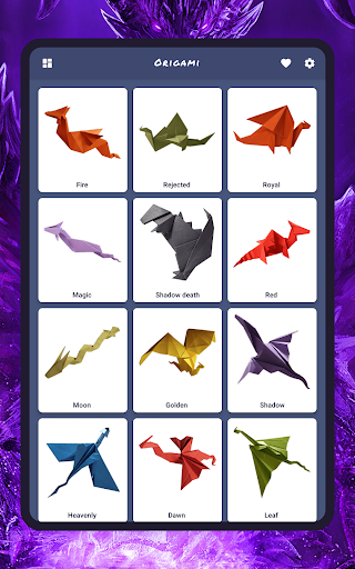 Origami paper dragons