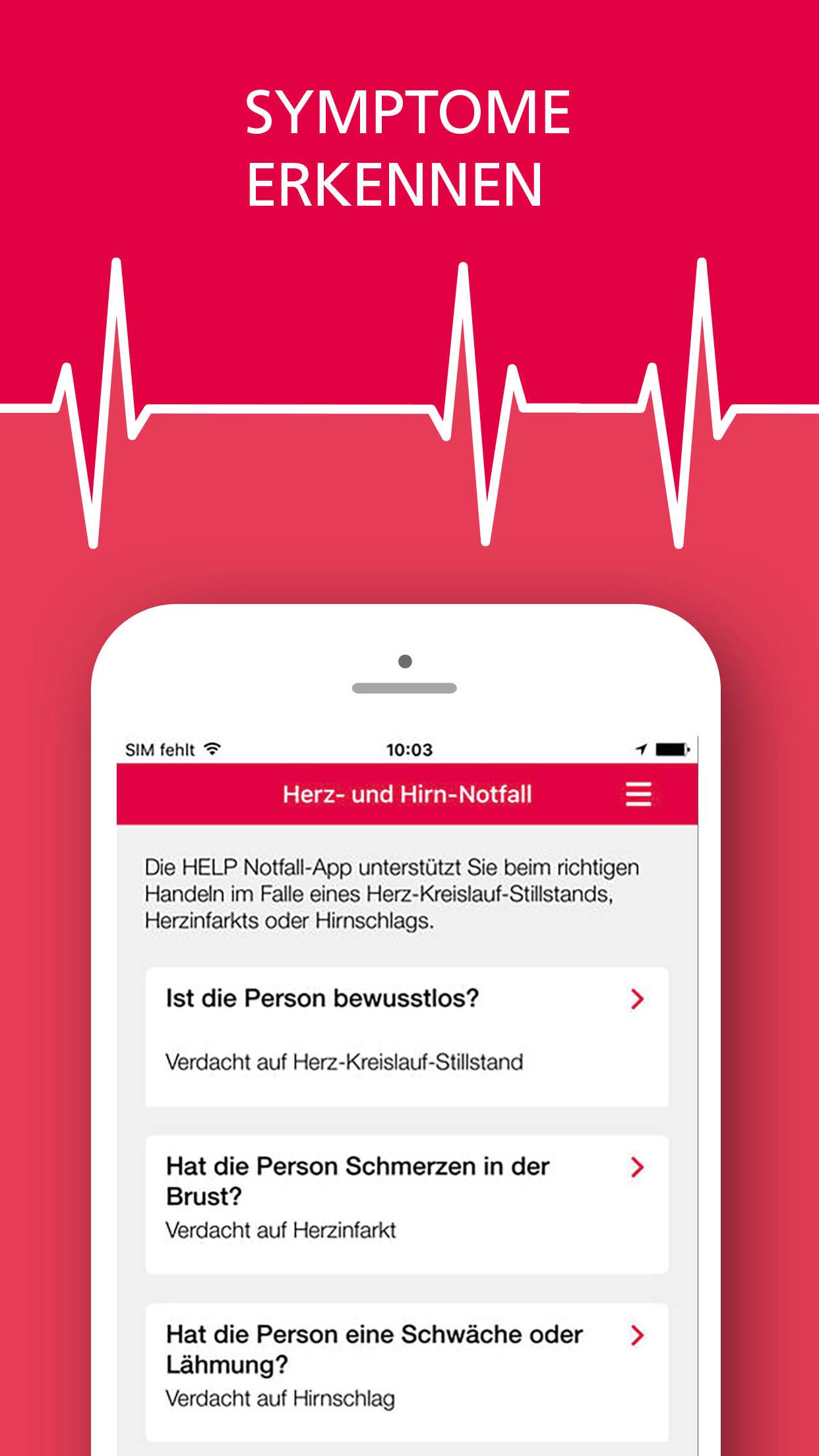 Android application HELP Notfall: Leben retten bei Notfall Herz & Hirn screenshort