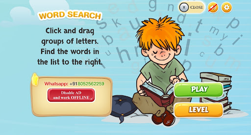 Android application Word Search for Kids screenshort