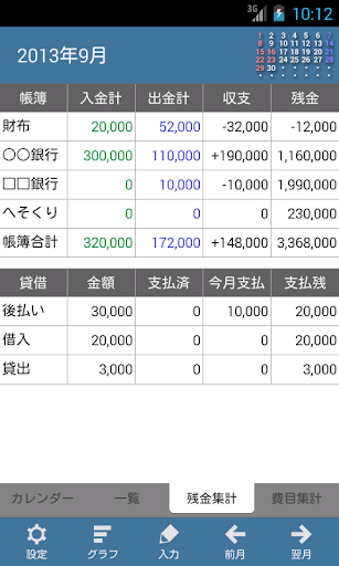 ウチの家計簿 Screen 3