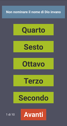 Android application I dieci Comandamenti screenshort
