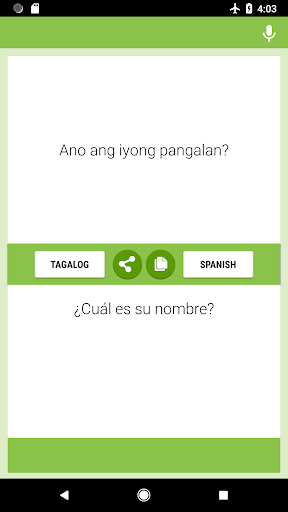 Android application Tagalog-Spanish Translator screenshort