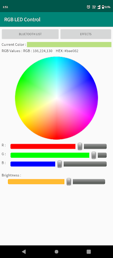 Android application RGB LED Control screenshort