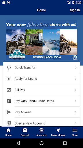 Peninsula Federal Credit Union Screen 2