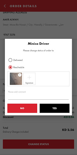 Miniso - Driver Screen 2