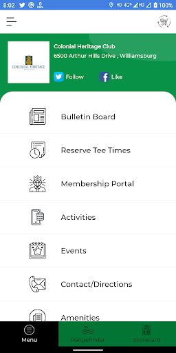 Android application Colonial Heritage Club screenshort