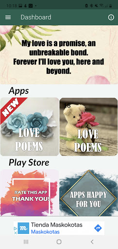 Android application POEMS ABOUT LOVE TO MY PARTNER screenshort