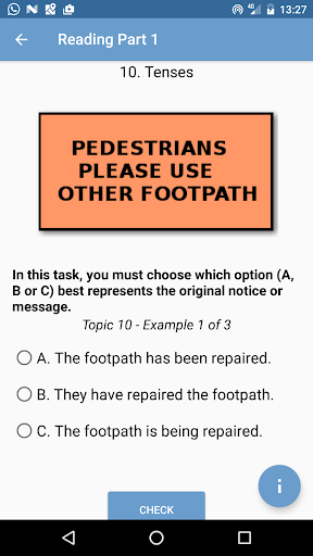 Android application Cambridge PET B1 Practice screenshort