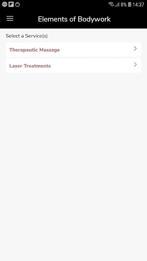 Android application Elements of Bodywork - Massage screenshort