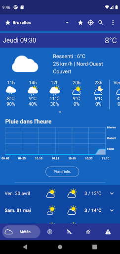 Android application Weather in Belgium screenshort