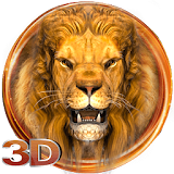3D golden king lion theme icon
