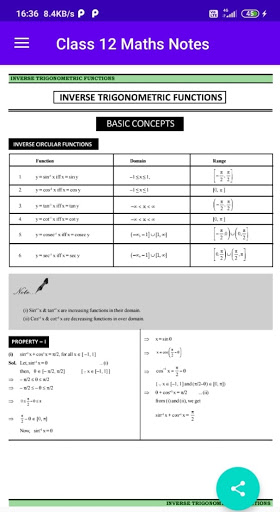 Class 12 Maths Notes Screen 2