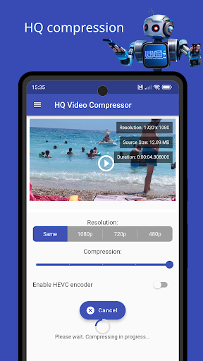 Android application HQ Video Compressor screenshort