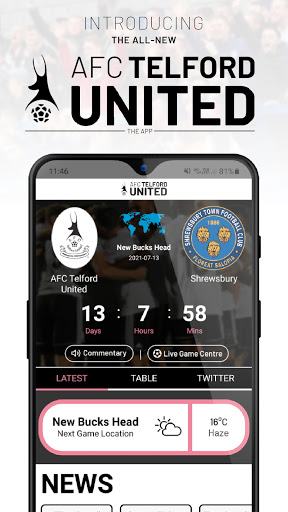 Android application AFC Telford United - The App screenshort