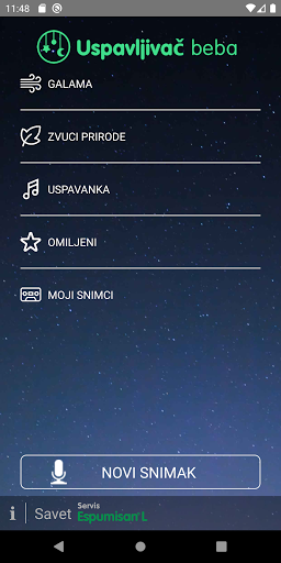 Android application Beli šum za umirivanje beba screenshort