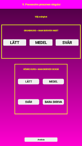 Android application Franska Grammatik Öv screenshort
