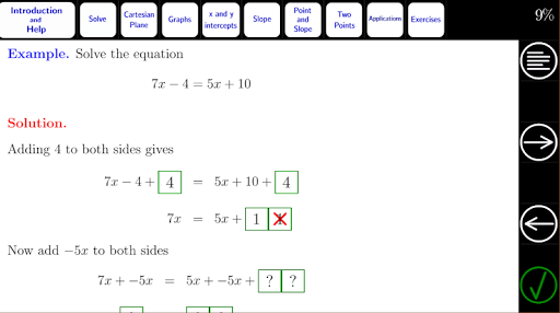 Algebra Tutorial 2: Linear Eqs Screen 2