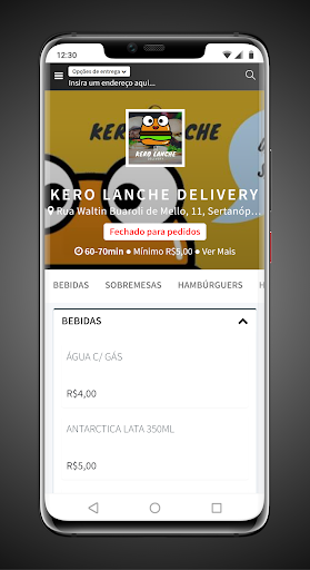 Android application Kero Lanche Delivery screenshort