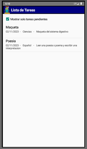 Mis Tareas Screen 3