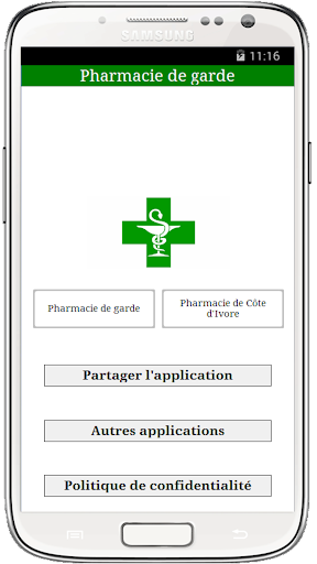 Android application Pharmacies de garde screenshort