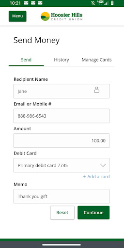 HHCU Mobile Banking Screen 3