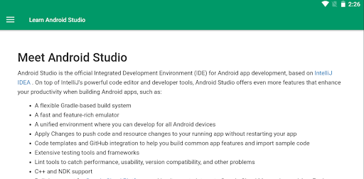 Screenshot of Learn Android Studio Offline