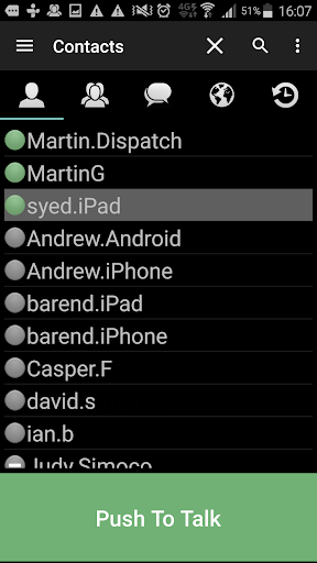 Android application Push (PTT) screenshort