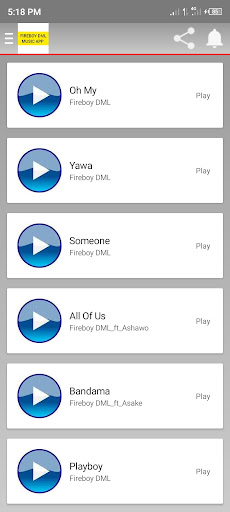 Fireboy DML Songs Screen 3