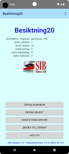 Android application Besiktning20 screenshort