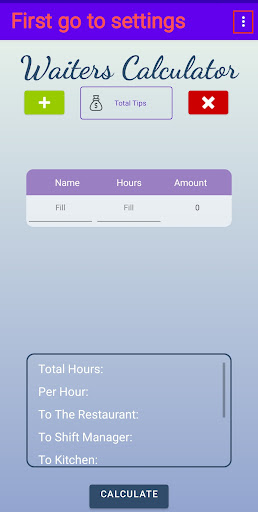 Android application Waiters Calculator screenshort