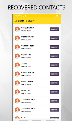 Deleted contacts Recovery Screen 2