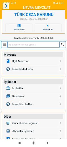 Android application Türk Ceza Kanunu screenshort