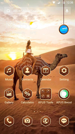 Girl Riding Camel APUS Launcher theme