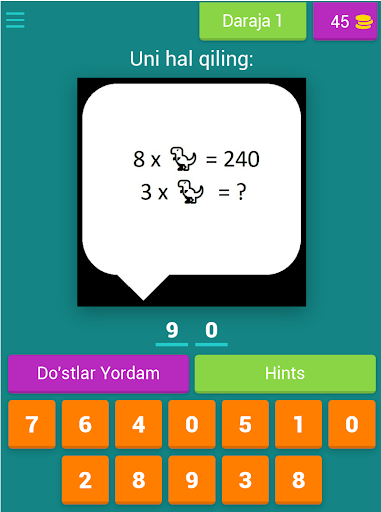 Ozbekcha matematika testi