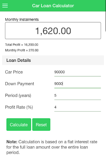 Car Loan Calculator Screen 2
