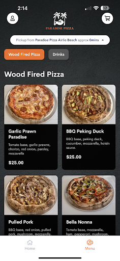 Android application Paradise Pizza Whitsundays screenshort