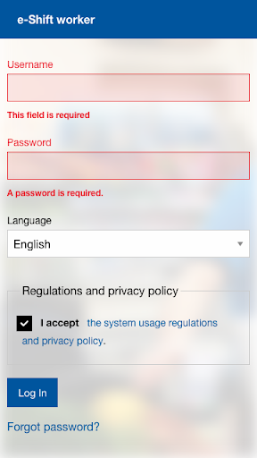 Android application eShift screenshort